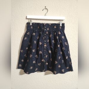 Madewell NWT Paperbag Button-Front Mini Skirt in Baby Corduroy Navy size small